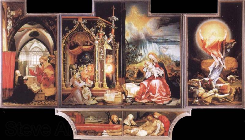 Grunewald, Matthias Concert of Angels and Nativity Norge oil painting art